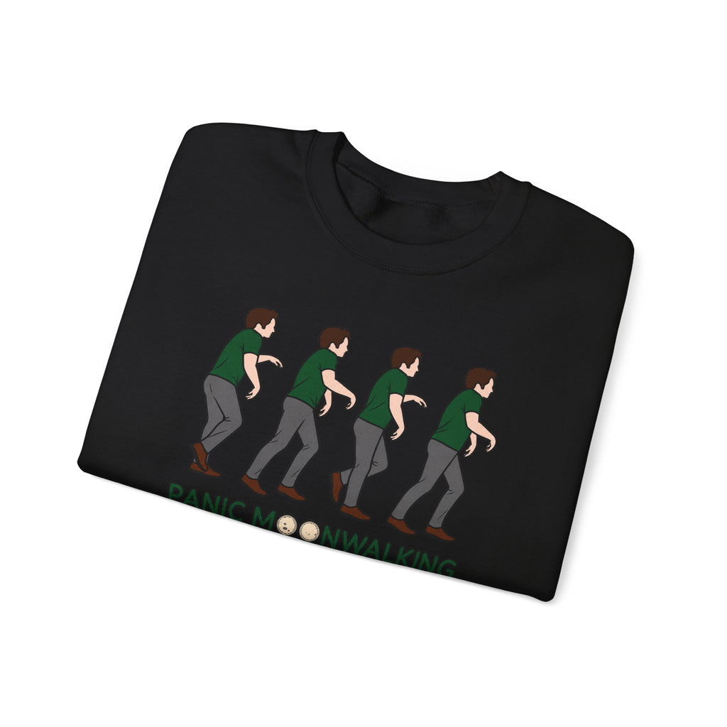 Panic Moonwalking Sweatshirt — Funny Dance Meme Crewneck