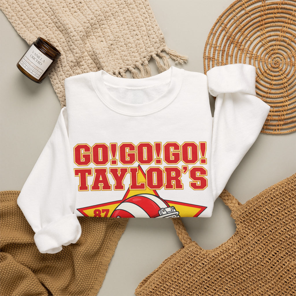 Taylor's Husband Football Crewneck Sweatshirt — Go! Go! Go! Team Helmet Fan Gift