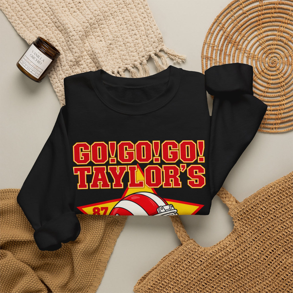 Taylor's Husband Football Crewneck Sweatshirt — Go! Go! Go! Team Helmet Fan Gift