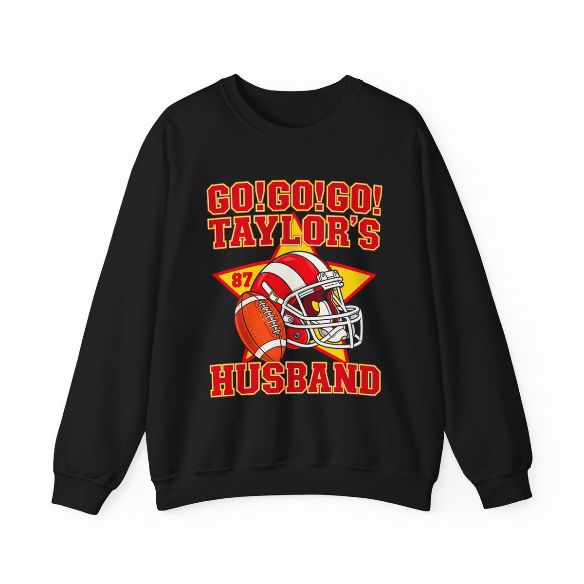 Taylor's Husband Football Crewneck Sweatshirt — Go! Go! Go! Team Helmet Fan Gift