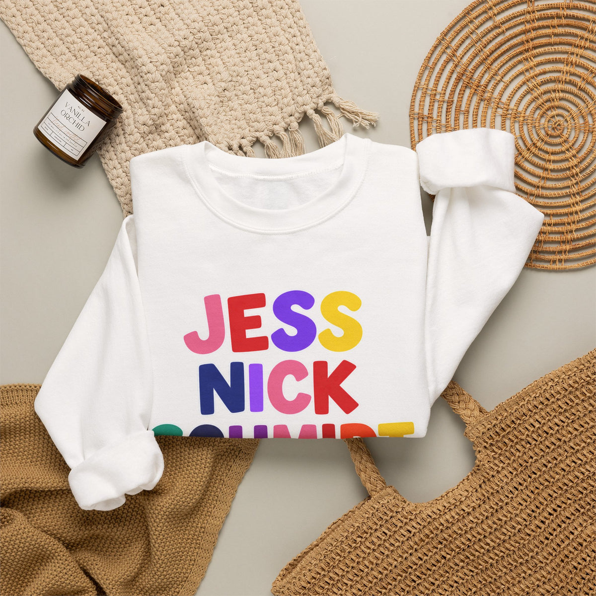 Colorful Stack Names Design (Jess, Nick, Schmidt, Winston, Cece)