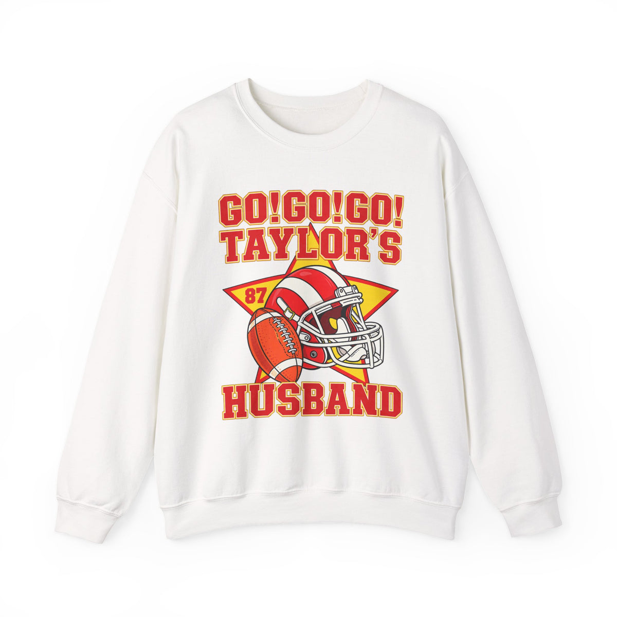 Taylor's Husband Football Crewneck Sweatshirt — Go! Go! Go! Team Helmet Fan Gift