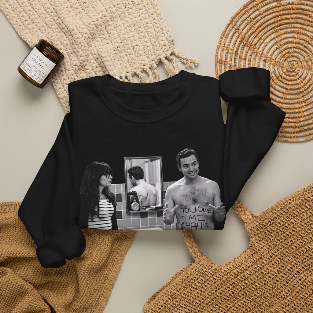 Vintage Black & White Bathroom Photo Sweatshirt — Retro Couple Graphic Crewneck