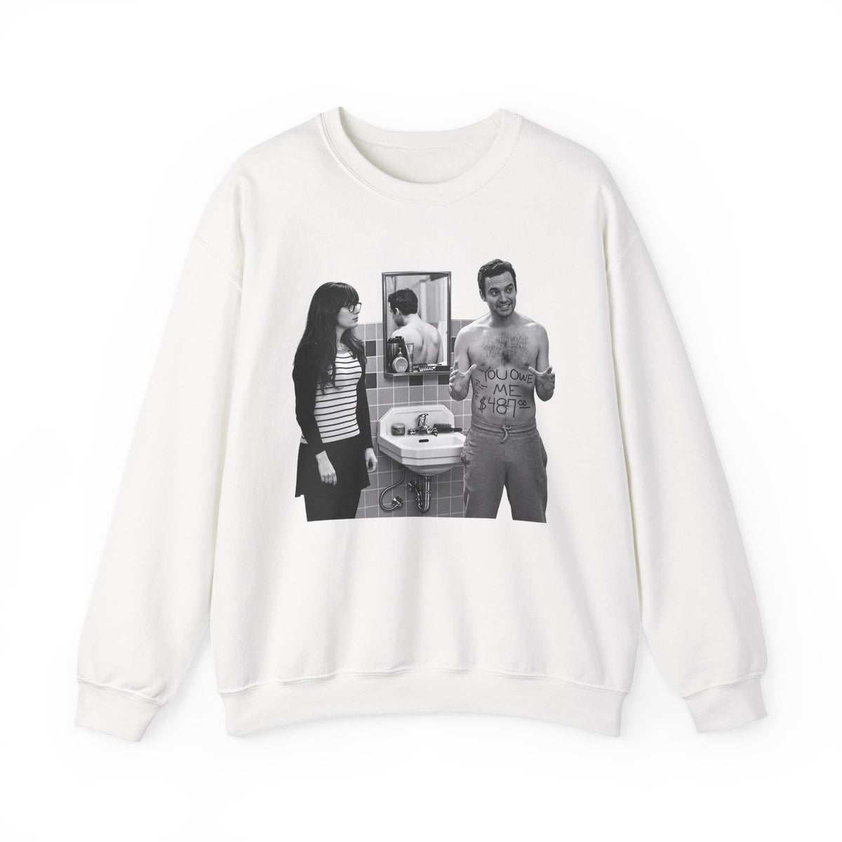 Vintage Black & White Bathroom Photo Sweatshirt — Retro Couple Graphic Crewneck