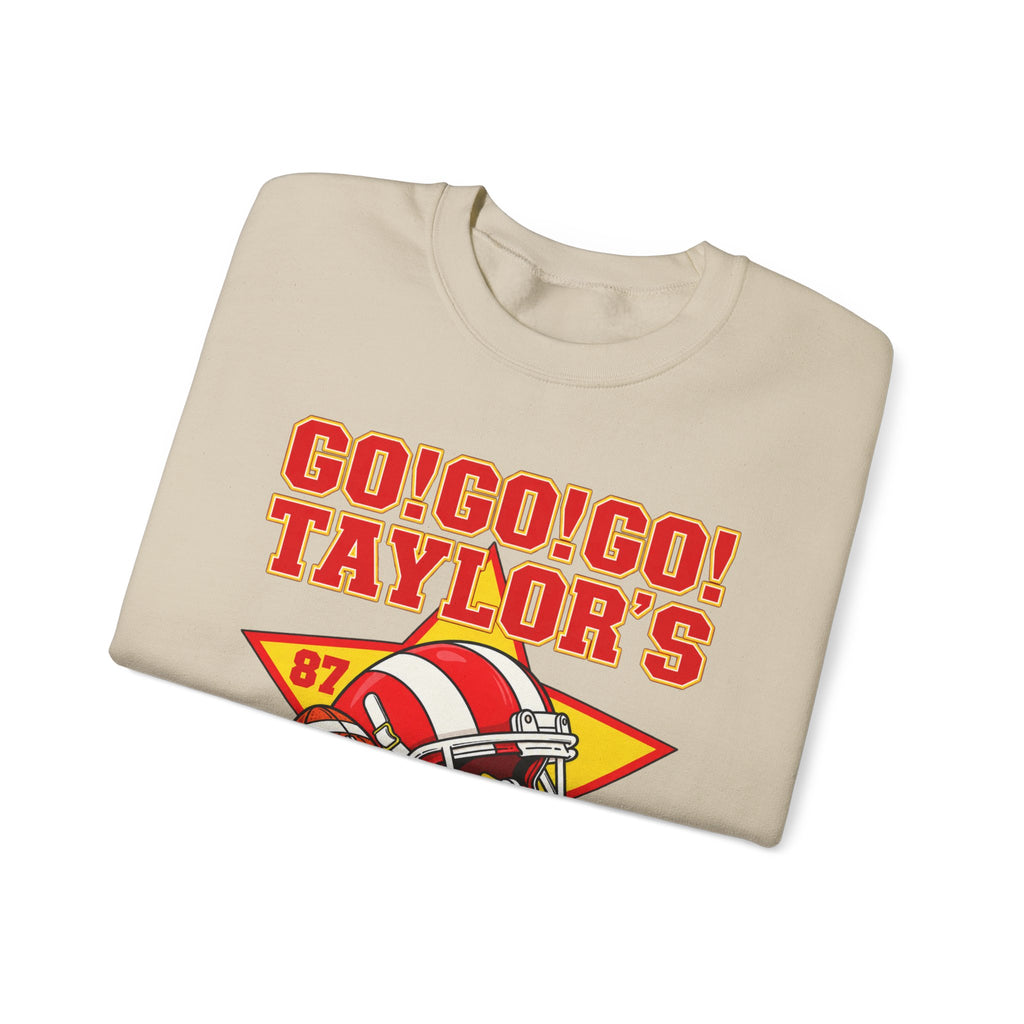 Taylor's Husband Football Crewneck Sweatshirt — Go! Go! Go! Team Helmet Fan Gift