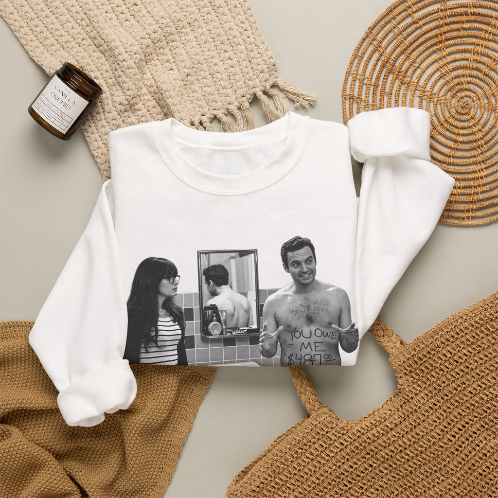 Vintage Black & White Bathroom Photo Sweatshirt — Retro Couple Graphic Crewneck