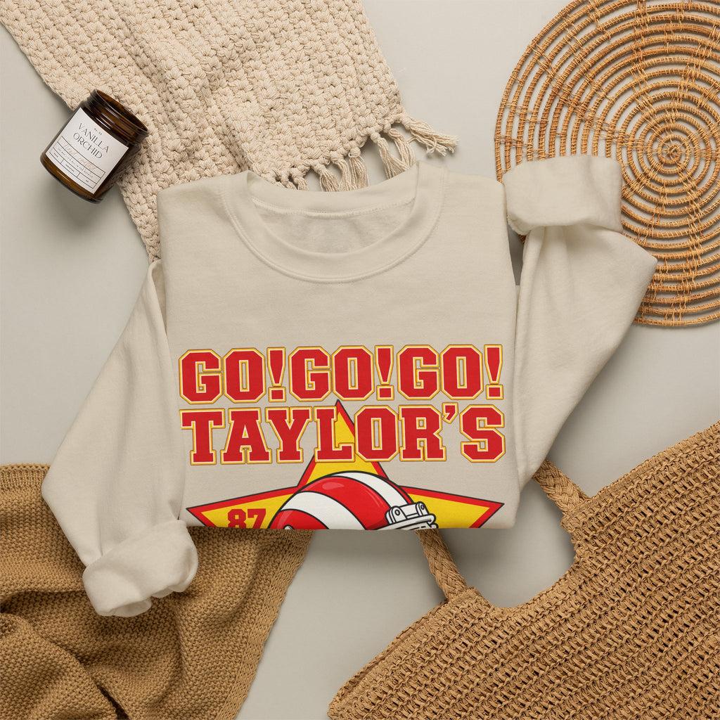 Taylor's Husband Football Crewneck Sweatshirt — Go! Go! Go! Team Helmet Fan Gift