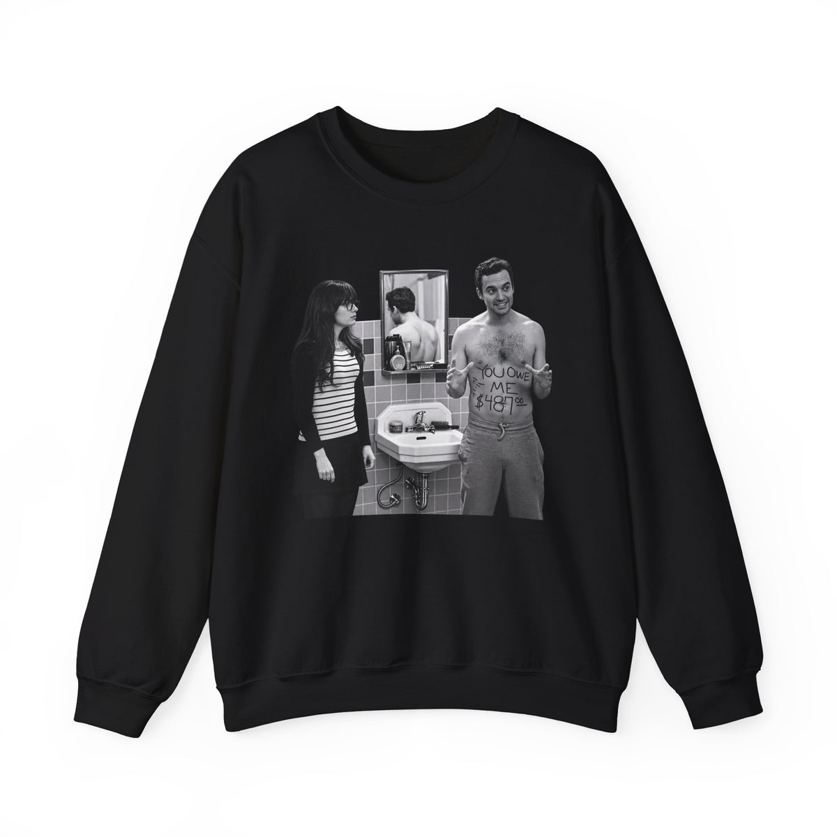 Vintage Black & White Bathroom Photo Sweatshirt — Retro Couple Graphic Crewneck