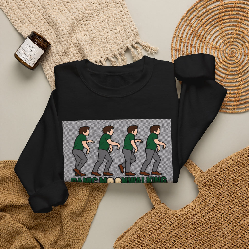 Dance Move Crewneck Sweatshirt — 'Panic! No, I'm Just Dancing' Graphic