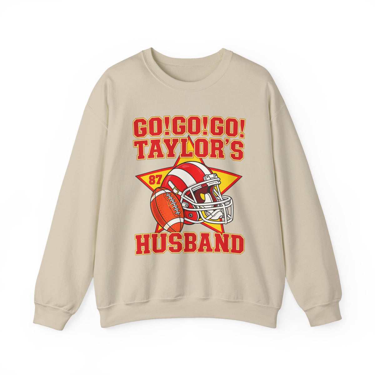 Taylor's Husband Football Crewneck Sweatshirt — Go! Go! Go! Team Helmet Fan Gift