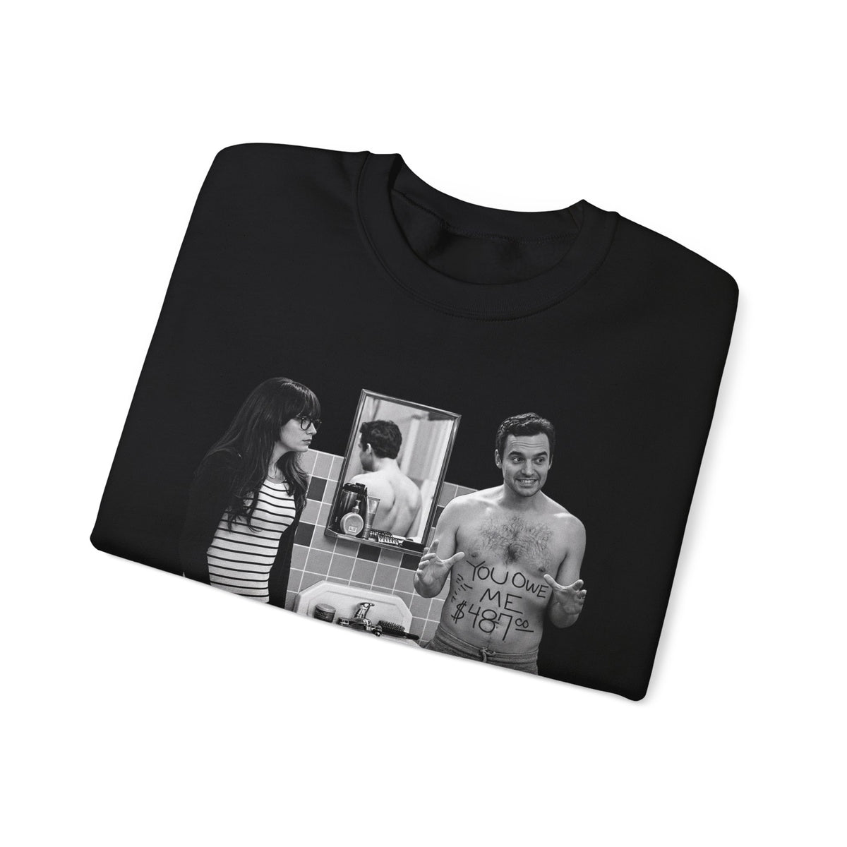 Vintage Black & White Bathroom Photo Sweatshirt — Retro Couple Graphic Crewneck