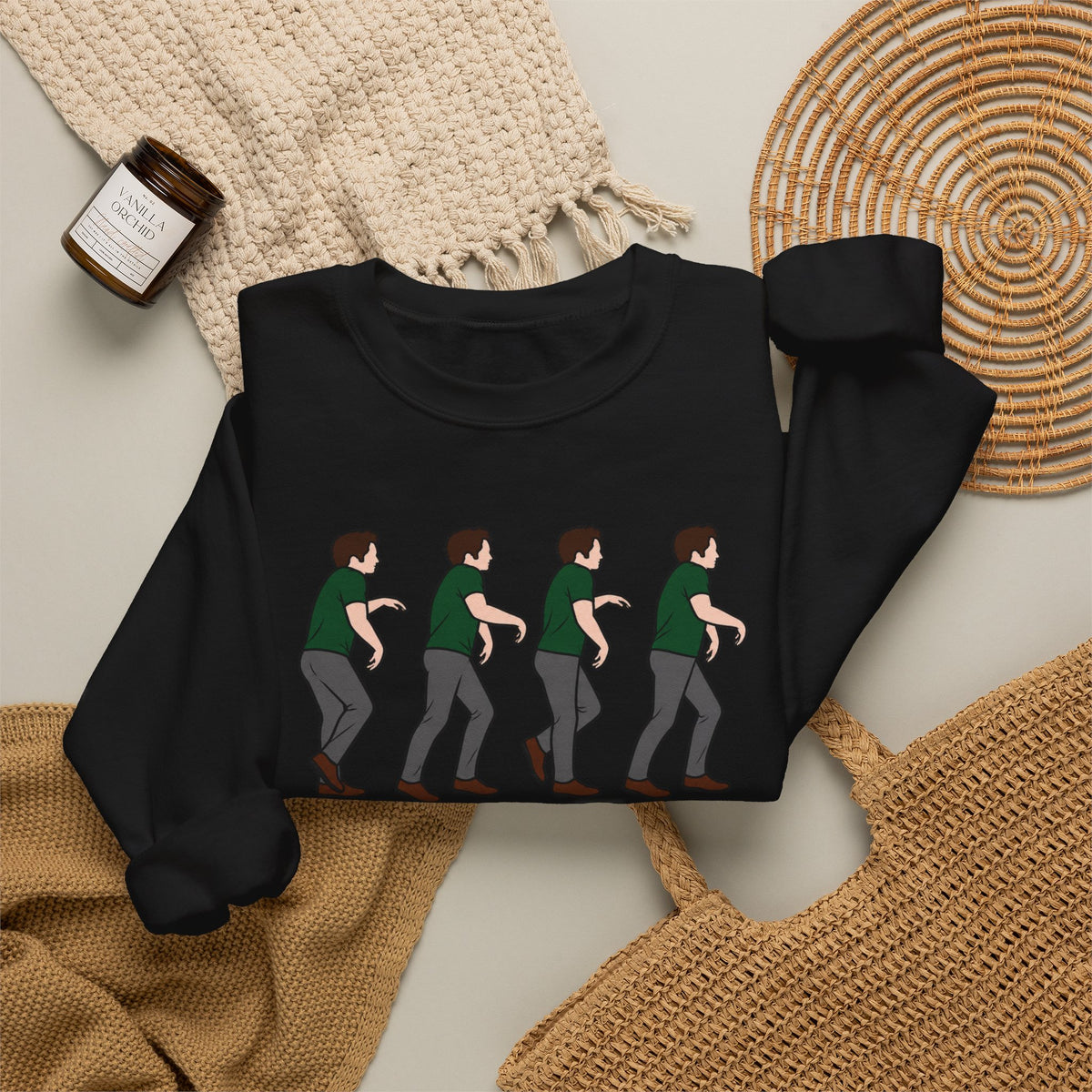 Panic Moonwalking Sweatshirt — Funny Dance Meme Crewneck