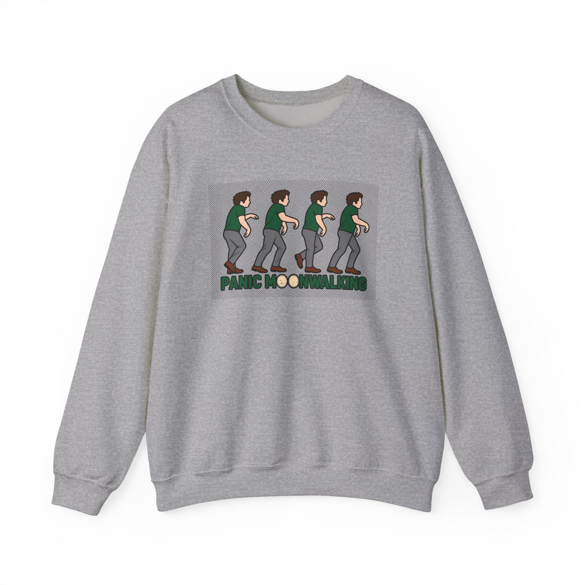 Dance Move Crewneck Sweatshirt — 'Panic! No, I'm Just Dancing' Graphic