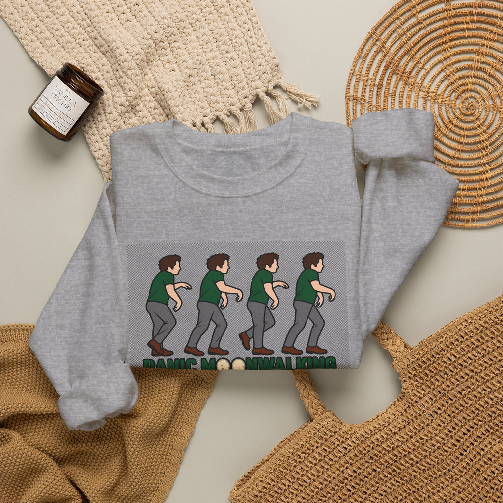 Dance Move Crewneck Sweatshirt — 'Panic! No, I'm Just Dancing' Graphic