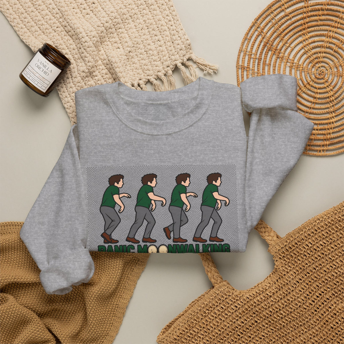 Dance Move Crewneck Sweatshirt — 'Panic! No, I'm Just Dancing' Graphic